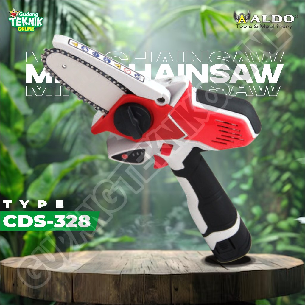 Mini Chainsaw Cordless 4" ALDO CDS-328 / Mesin Gergaji Kayu Pohon Baterai Battery 24V ALDO CDS 328 -