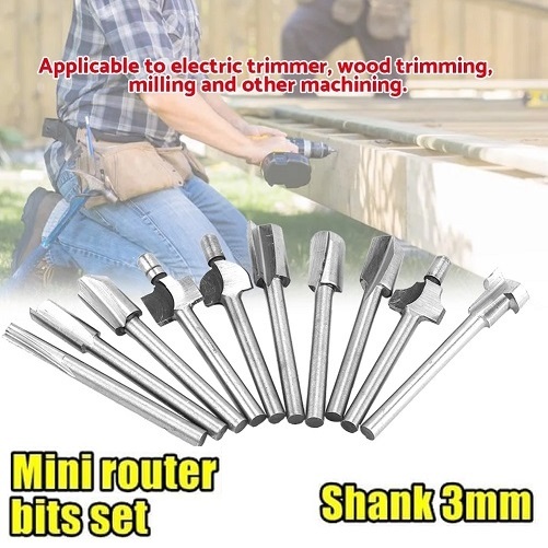 1 set 10pcs Mata Bor Profil kayu Titanium Hss Cutter Router Bits Multi Fungsi Ukir Kayu Pahat Kayu W