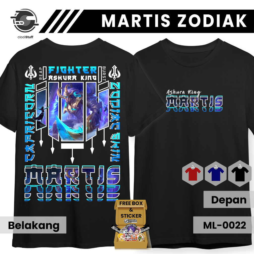 Kaos MARTIS SKIN ZODIAC CAPRICORN Exclusive Mobile Legends MLBB Lengan Pendek Hitam Combed 24s