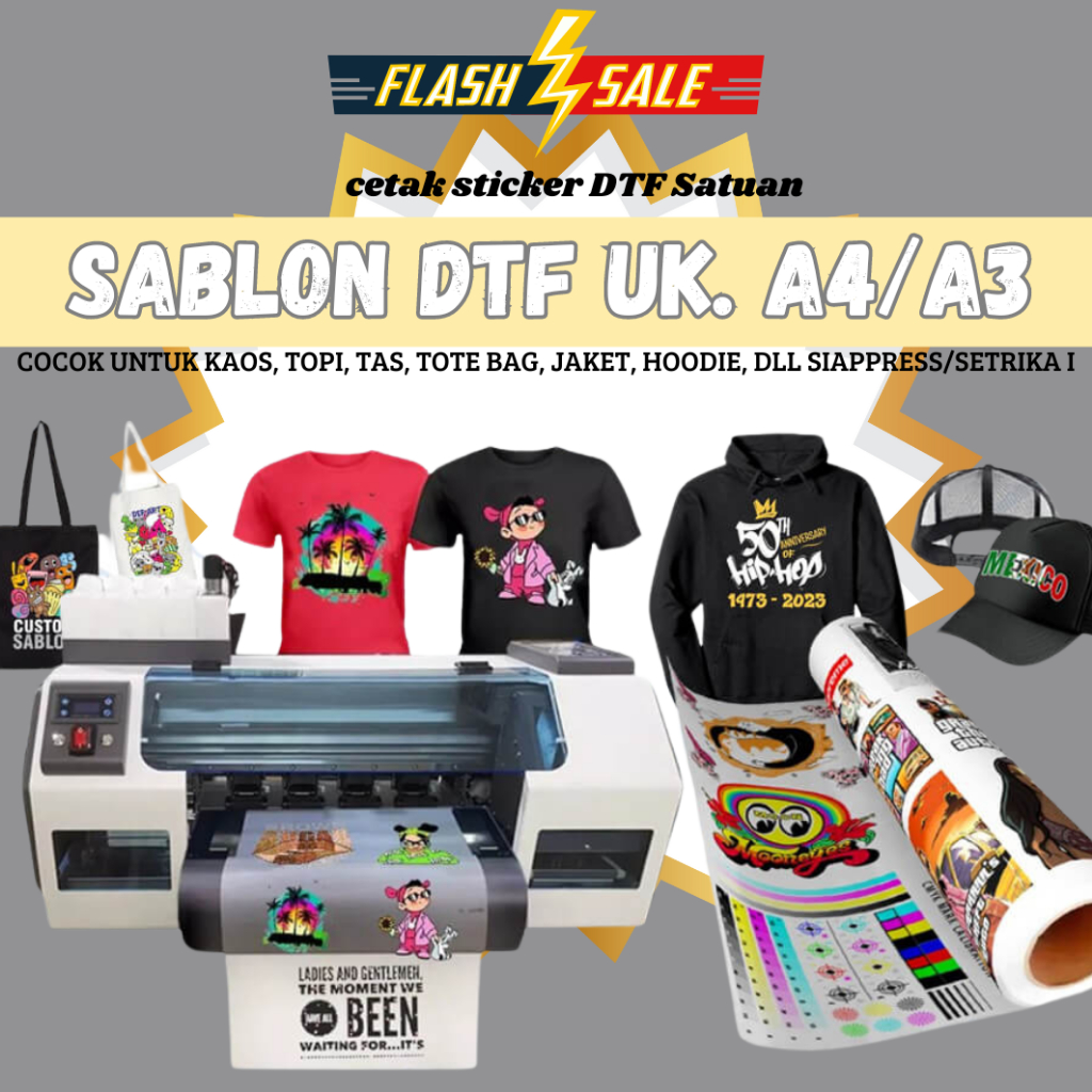 

Sticker DTF satuan sablon baju kaos custom ukuran A4 sticker setrika satuan murah