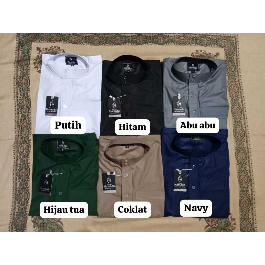 JUBAH POLOS LOKAL MERK HAMADA STYLE AL HARAMAIN BAHAN KATUN MINYA LENGAN POLOS