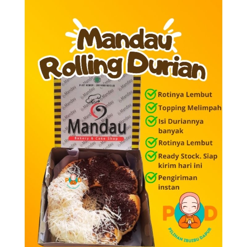 READY SIAP KIRIM ROLLING MANDAU ORIGINAL ROTI SOBEK ISI DURIAN