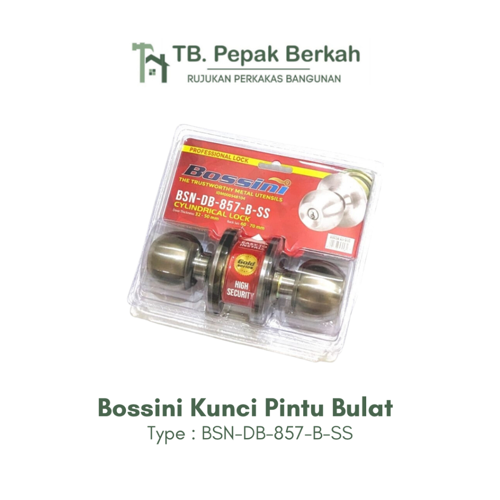 KUNCI PINTU BULAT FULL STAINLESS BOSSINI Kunci Kamar Mandi