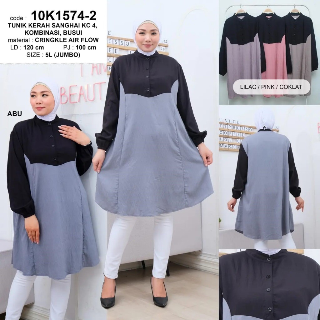 [ FASHION GEMINI ] TUNIK KERAH SHANGHAI KANCING DEPAN 4 AKTIF KOMBINASI WARNA