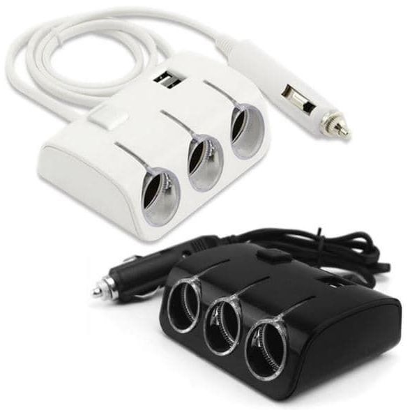 Car Lighter Socket Adaptor USB Charger Splitter 3 Slot
