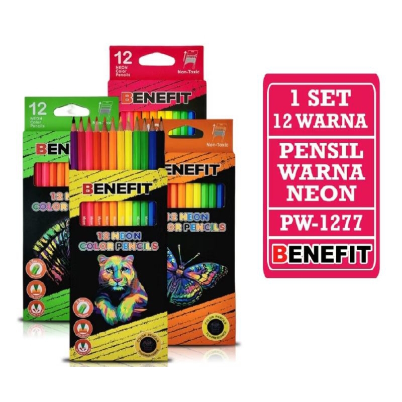 

Pensil warna neon 12 warna PW-1277 BENEFIT / 12 NEON COLOR PENCILS