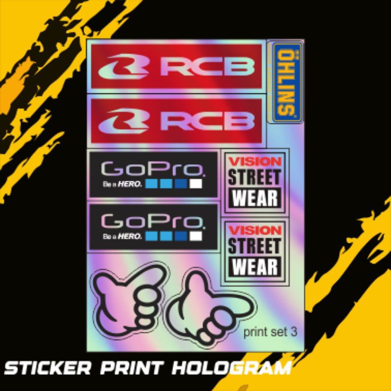 sticker print racing. sticker print vinyl. sticker print hologram. sticker rcb. sticker gopro. no go
