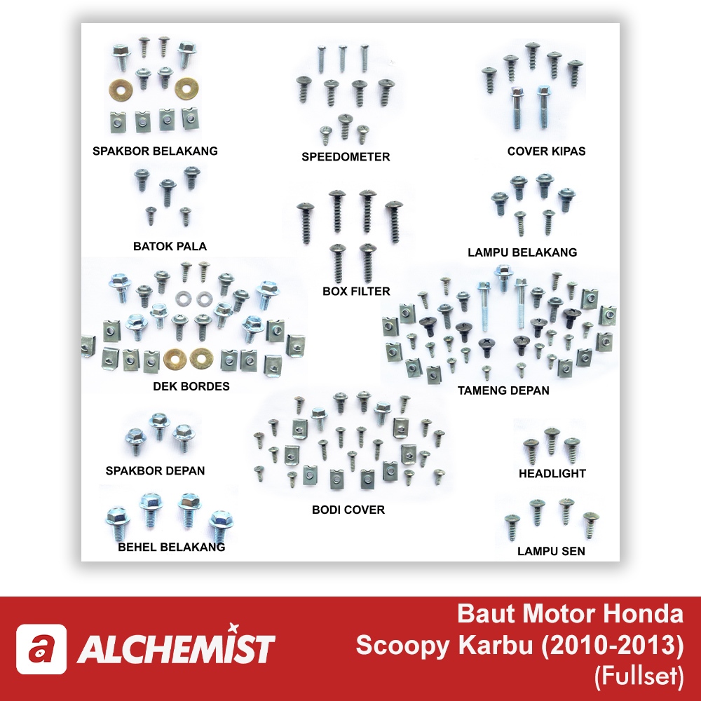 Baut Scoopy Karbu Fullset / Baut Scoopy Karburator Full Set / Baut Scoopy Karbu Full Body Lengkap