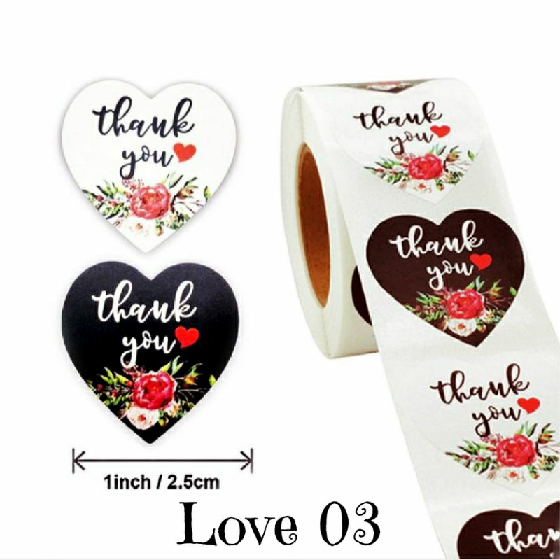 

50 Pcs Sticker Label Thank You/Ucapan Terima Kasih Love 03