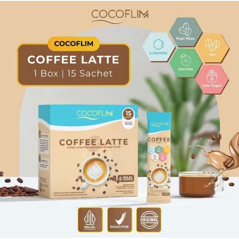 

￼Cocoflim Coffee Latte 1 Box Isi 15 Sachet | Minuman Rasa Kopi | Makin sering NGOPI, Makin cepat SLIM