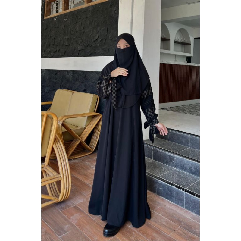 ABAYA NAYYA bahan furshan silky gamis Hitam Wanita  Dress Syari Dewasa GAMIS  Mewah Turki Tangan Bal