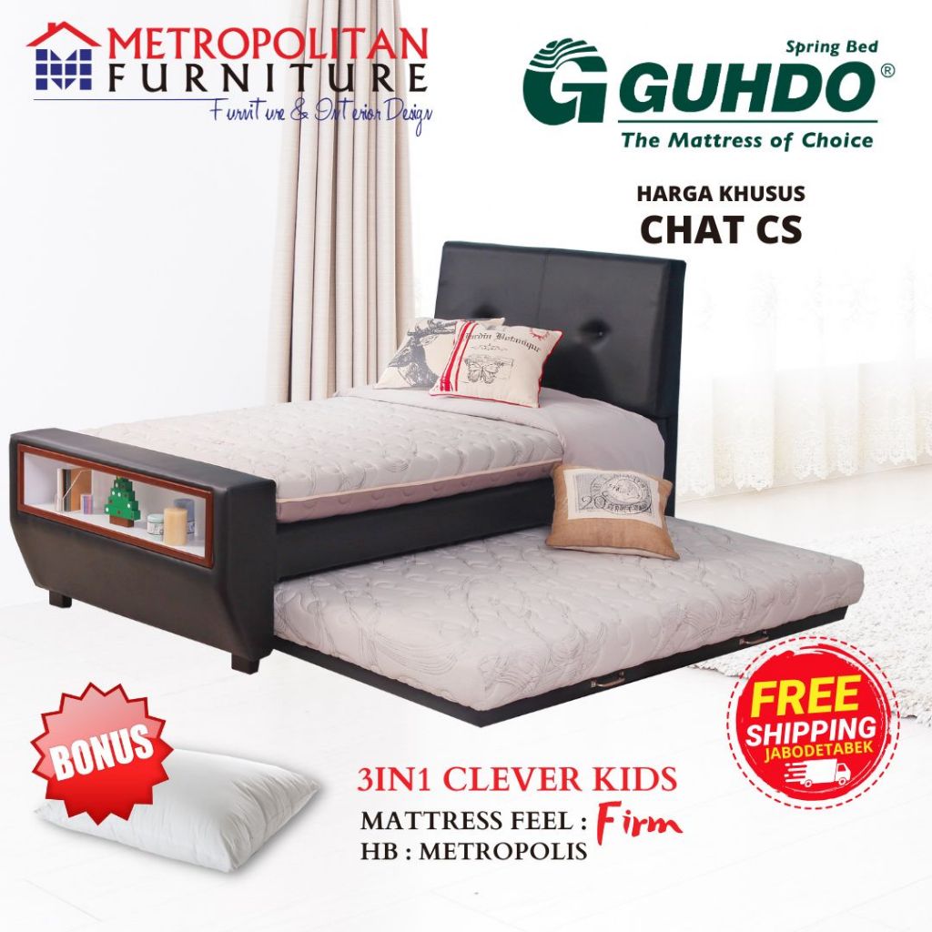Springbed GUHDO 3in1 Clever Kids Full Set Kasur Spring bed Matras Anak