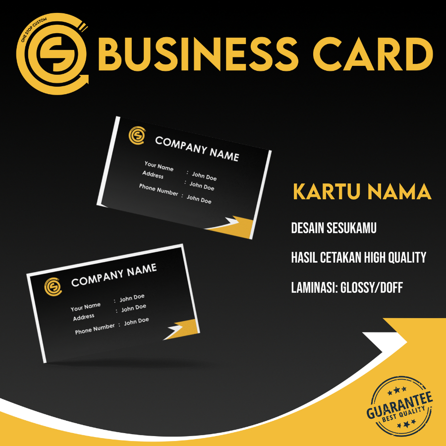 

Cetak Busniess card - Kartu Nama Laminasi / Laminating (Lebih Tahan Air) - Cetak 1 Sisi - Cetak 2 Sisi