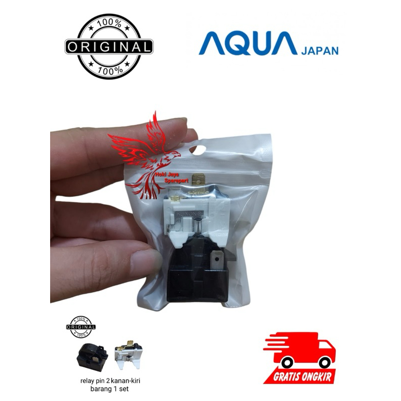 1 SET RELAY PTC KAKI 2 + OVERLOAD KULKAS AQUA ORIGINAL 1 PINTU / 2 PINTU
