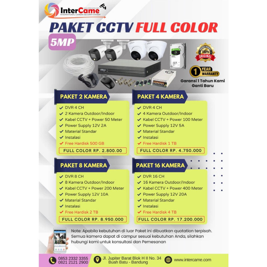 Paket CCTV FULL HD Lengkap ColourVu 5MP