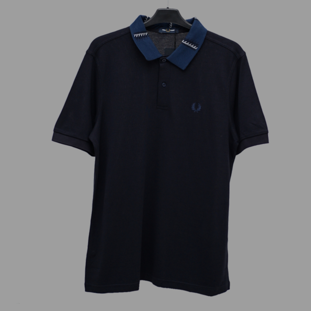 Fred Perry Polo Stripe Navy Neck Shirt In Black Kemeja Kaos Pria dan Wanita Original