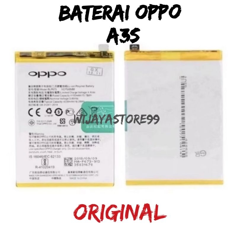 Baterai oppo a3s original Baterai original 100%