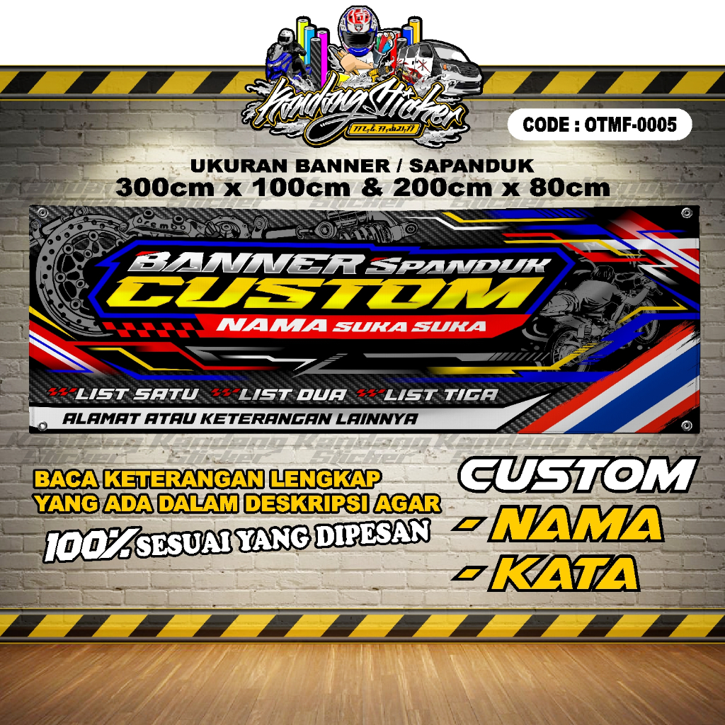 BANNER KONTES SPANDUK BENGKEL MOTOR OTMF-0005 ALAS KONTES BANNER RACING KOMUNITAS MOTOR RACING SUNMO