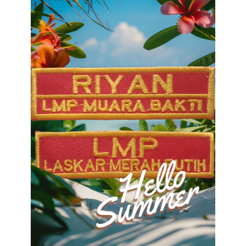 atribut laskar merah putih papan nama sendiri