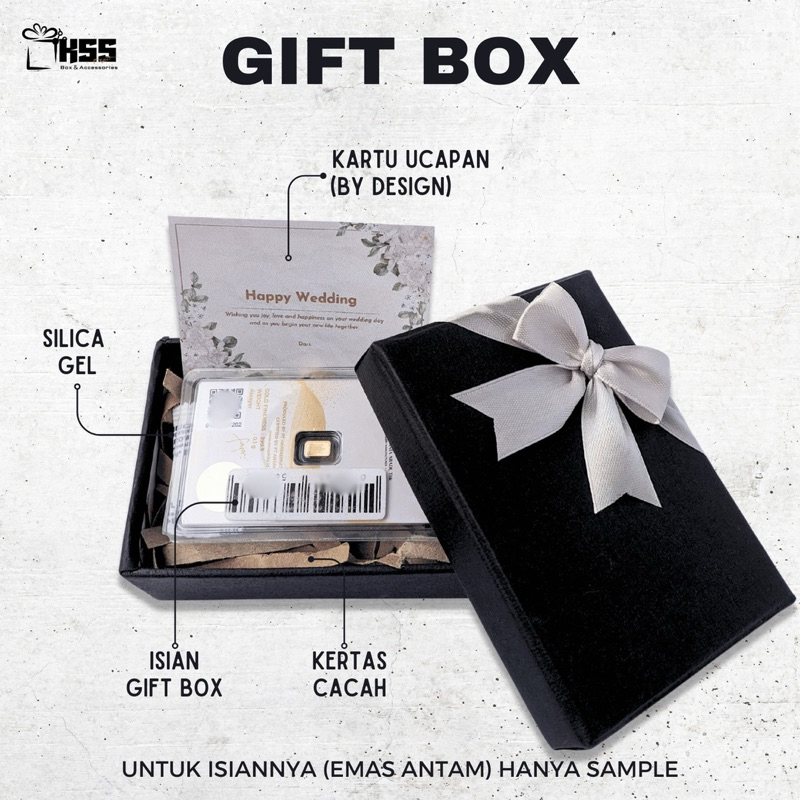 

Hardbox Premium dengan Pita & Kartu Ucapan - Kemasan Eksklusif untuk Hadiah Emas, E-Money, dan Lainnya