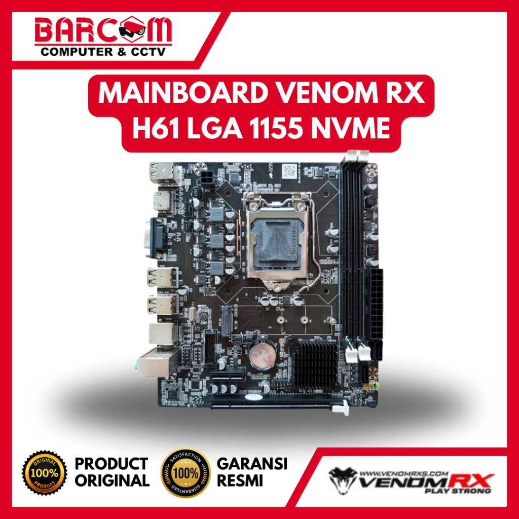 MOTHERBOARD H61 LGA1155 Venom RX MAINBOARD MOBO - ORIGINAL BARU