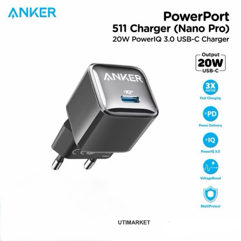 charger usb type c 20watt anker nano pro A2637