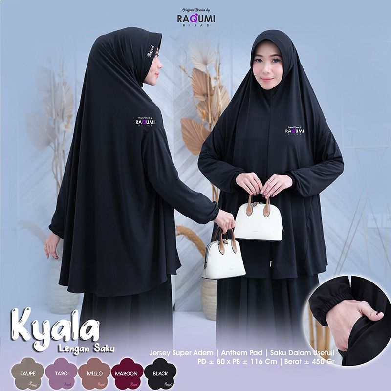 KYALA LENGAN SAKU RAQUMI HIJAB | JILBAB LENGAN SAKU RAQUMI | JILBAB JERSEY JUMBO HITAM