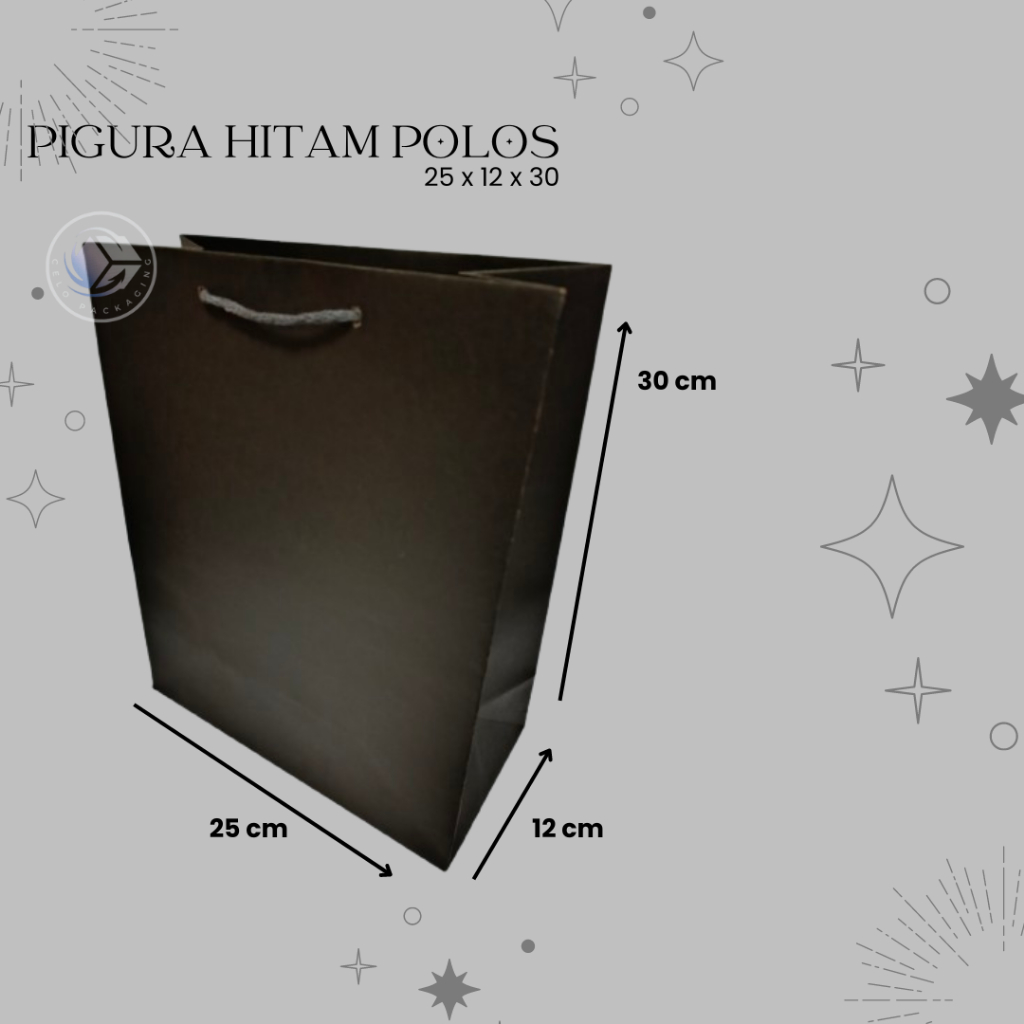 

PAPERBAG PIGORA HITAM POLOS (size 25x12x30) PAPERBAG HAJATAN PAPERBAG SOVENIR