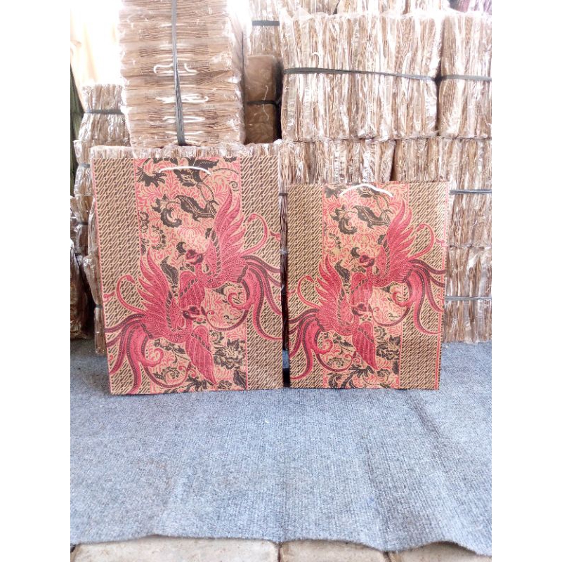 

paperbag bag kertas motif batik burung 1 pack isi 12 pcs