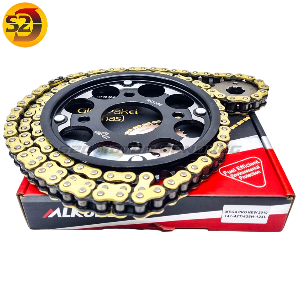 GEAR PAKET GEARSET HONDA MEGAPRO NEW MONOSHOCK VERZA 150  RACING GOLD MODEL SSS 14T/42T 428HG-124L M