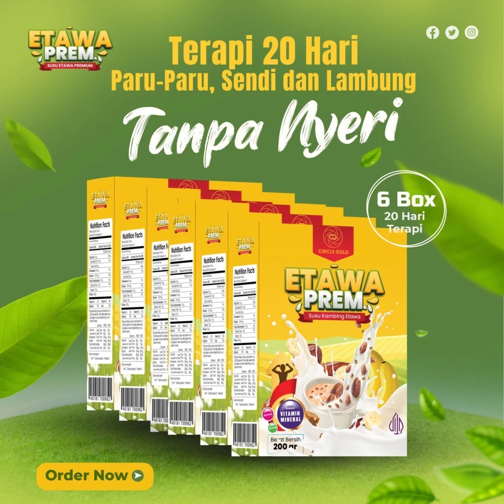 

BELI 6 BOX ETAWA PREM UNTUK TERAPI 20 HARI PARU PARU,SENDI & LAMBUNG TANPA RASA NYERI