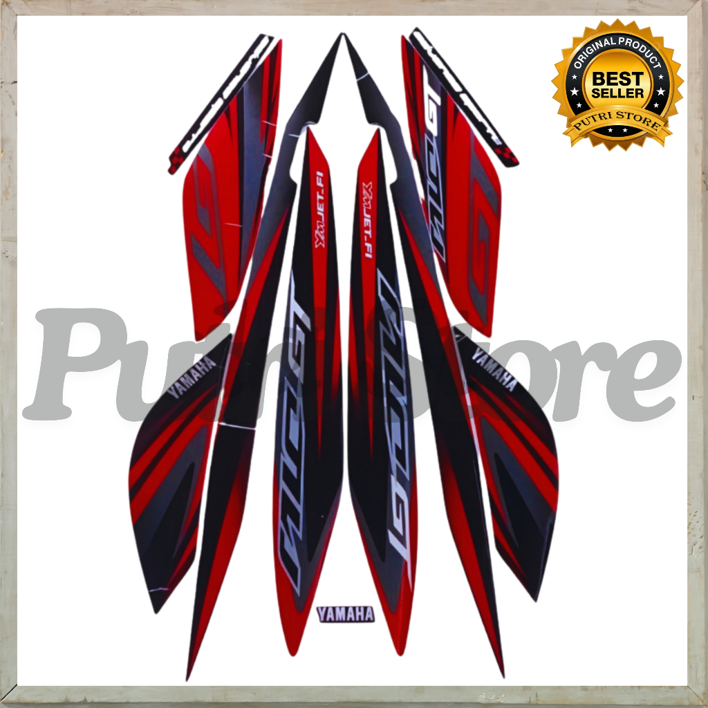 Stiker Striping Mio GT 2014 Hitam Merah List Stiker Standar Mio GT 2014 Mio GT 2014