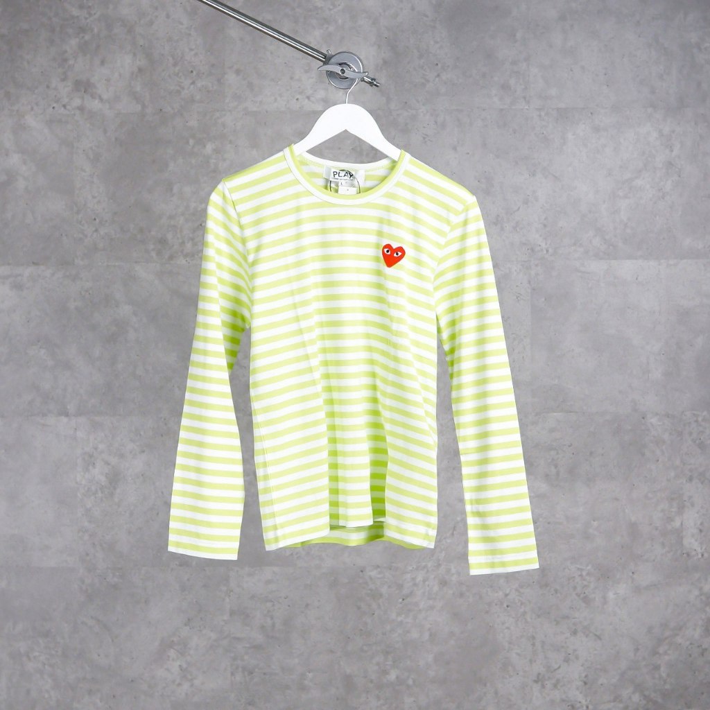 Kaos CDG PLAY WHITE GREEN PASTEL LONGSLEEVE 100% ORIGINAL