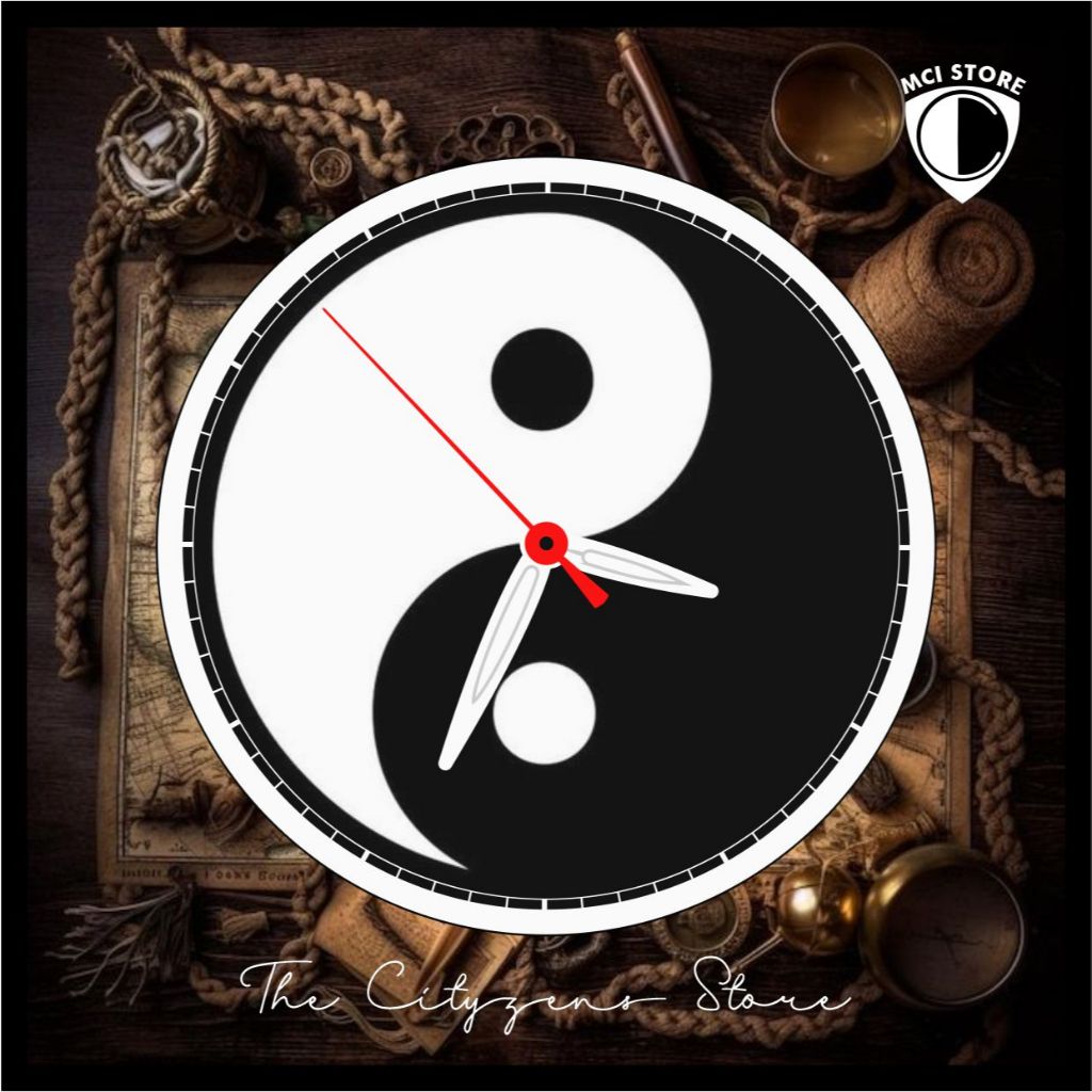 Jam Dinding Bulat Custom Yin Yang 1