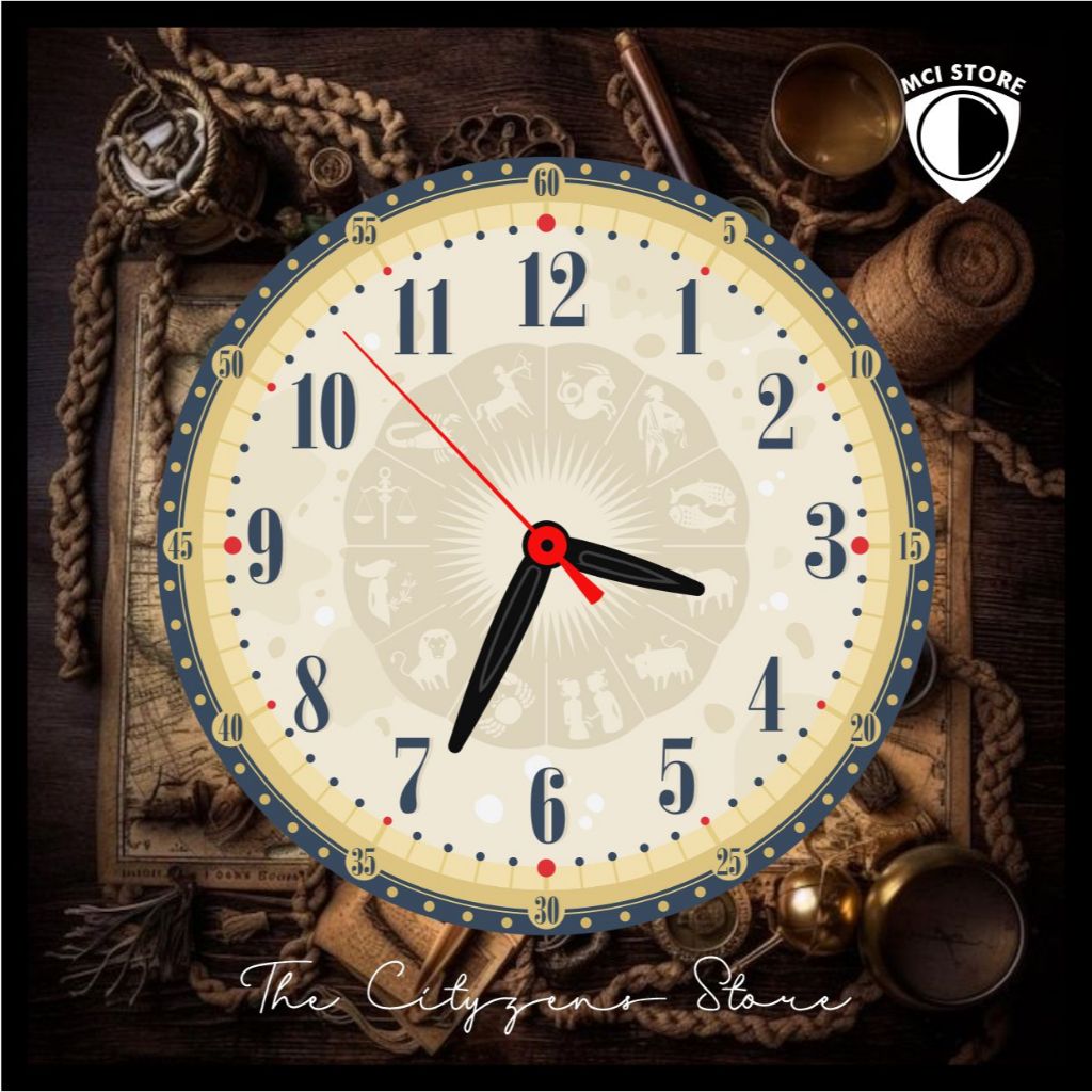 Jam Dinding Bulat Custom Zodiak 1