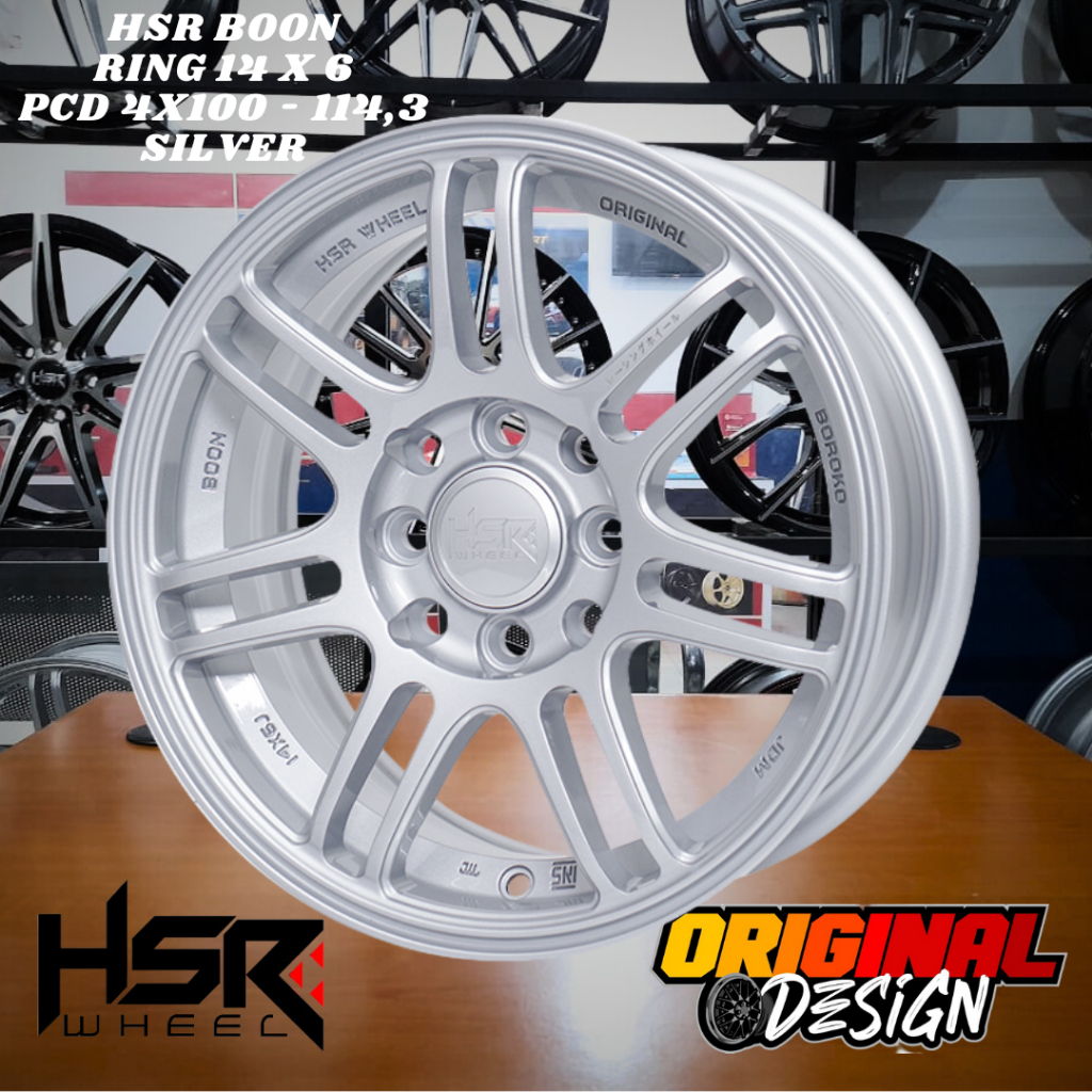 Velg mobil ring 14 untuk avanza, brio, HSR BOON R14 warna silver lebar 6