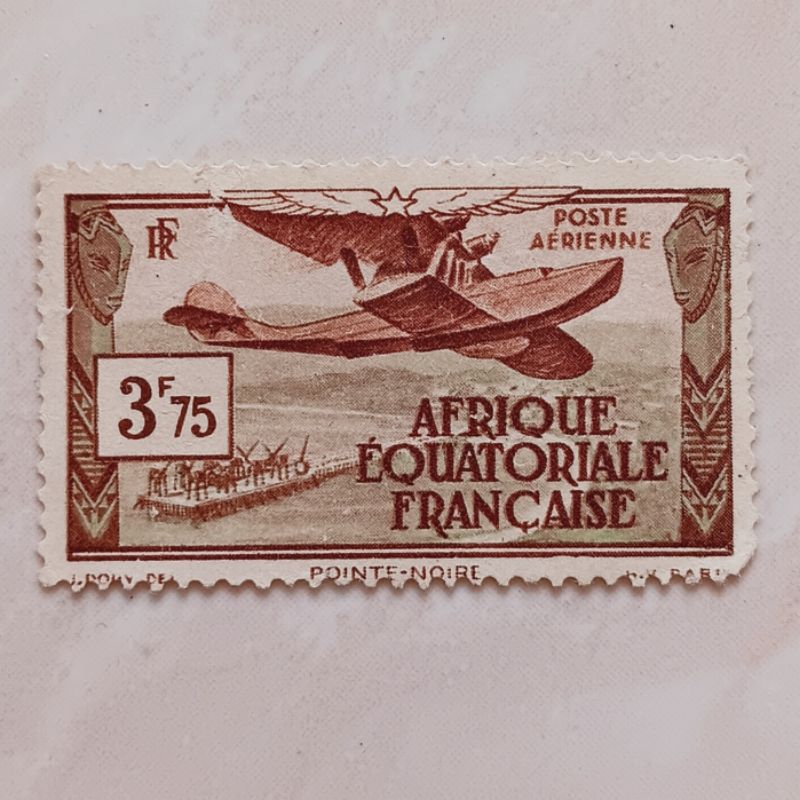 

(AD) Perangko Afrika Khatulistiwa Perancis 1937 Airmail Issue 1937 - Pointe Noire 3,75 franc Mint