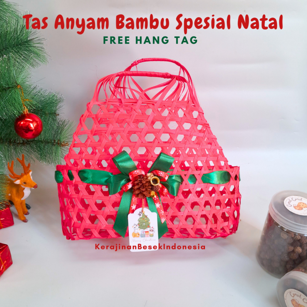 

GOODIE BAG HAMPERS NATAL FREE HANG TAG Tas you can see pendek warna kado bingkisan christmas kue