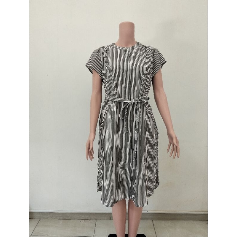 PRELOVED UNIQLO DRESS SALUR WITH INNER  + SABUK