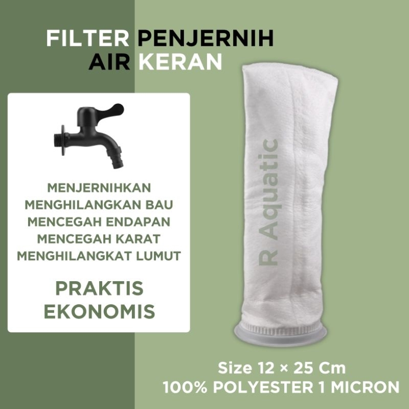 filter kain air keran saringan penjernih water purifier polyester 1 micron 12x25cm