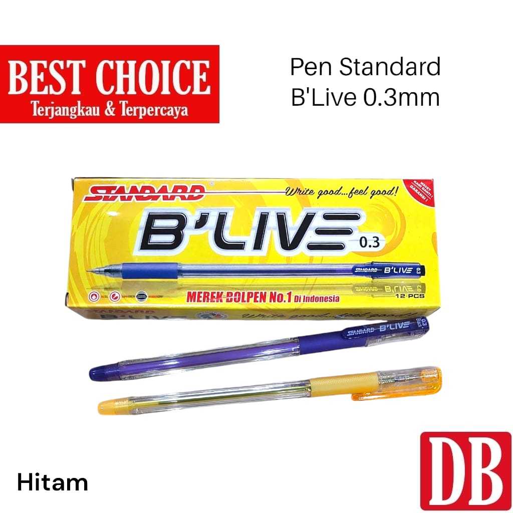 

Arm Ballpoint / Pulpen Standard B'LIVE / Blive / B'LIVE NOX / Blive Nox 0.3 mm Hitam (12 pcs)