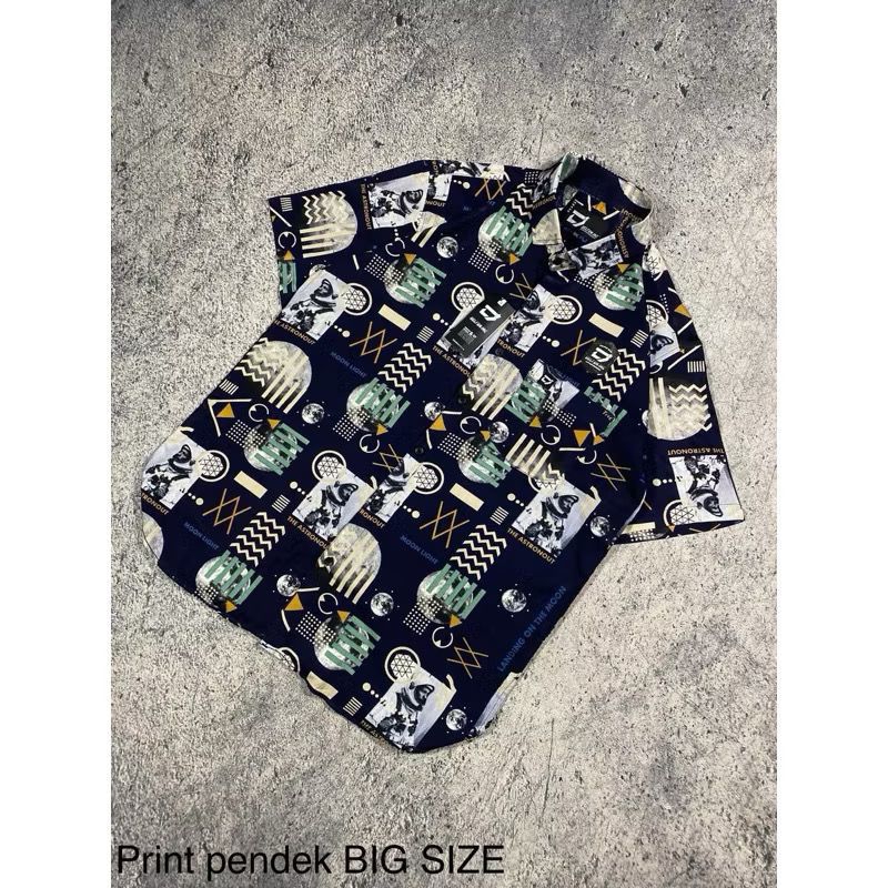 Kemeja motif hawai rayon Jumbo pria XXL DAN XXXL lengan pendek / kemeja Abstrak vintage casual retro