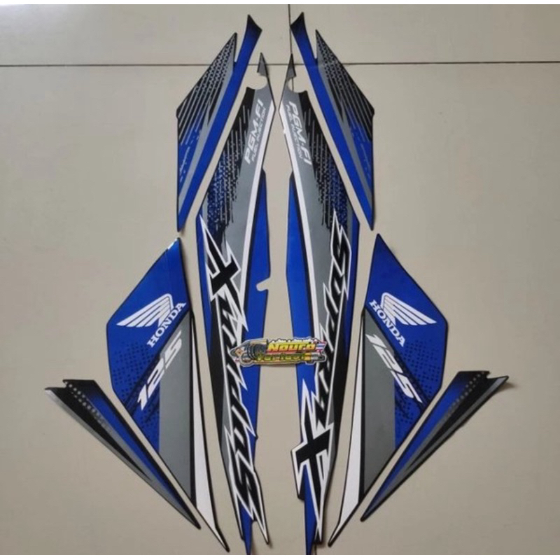 Stiker Striping Honda Supra x 125 pgm fi 2019 Hitam biru