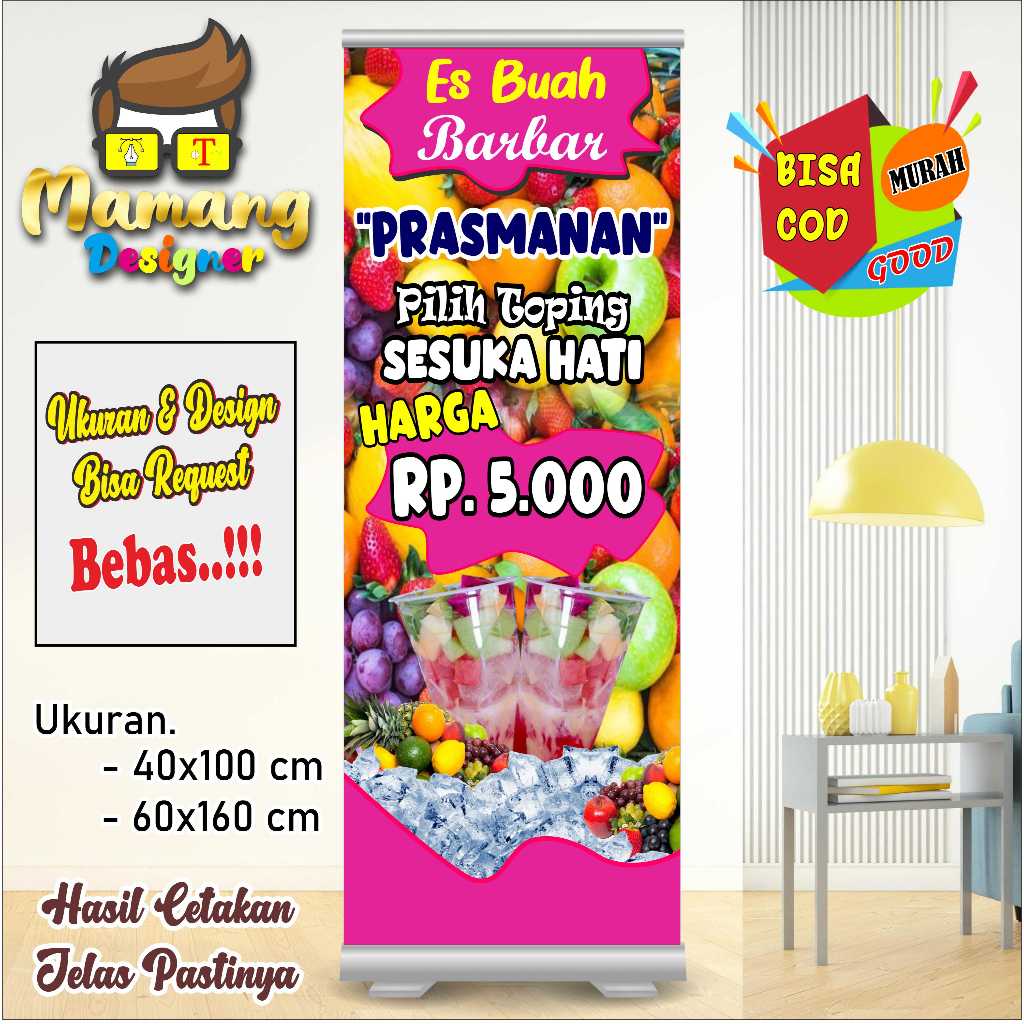 Spanduk Banner MMT Es Buah Segar atau Es buah Prasmanan bb