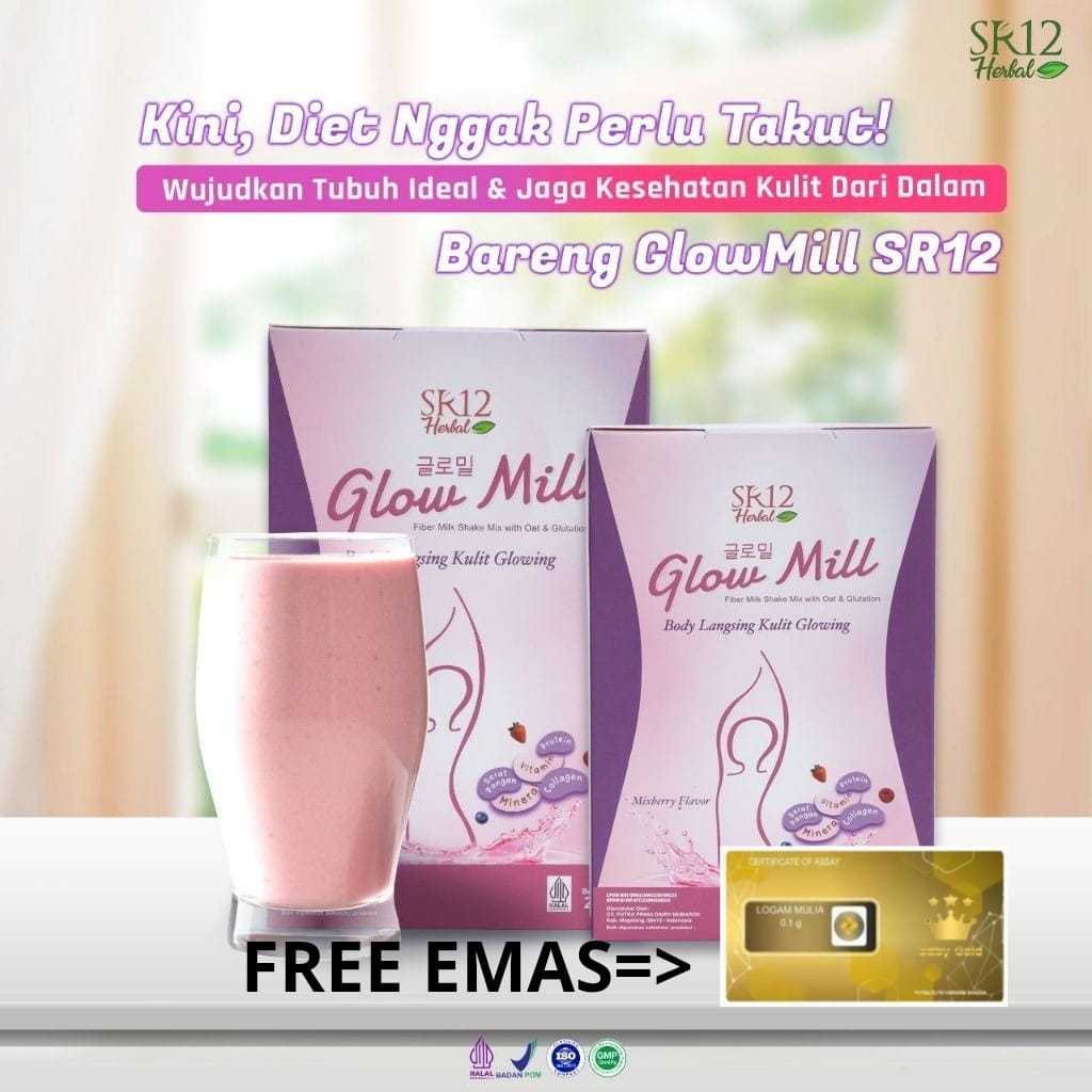 (FREE BONUS MINI GOLD 0,1 GRAM) BEAUTY DRINK GLOWMILL SR12 MINUMAN NUTRISI PELANGSING / DIET HERBAL 