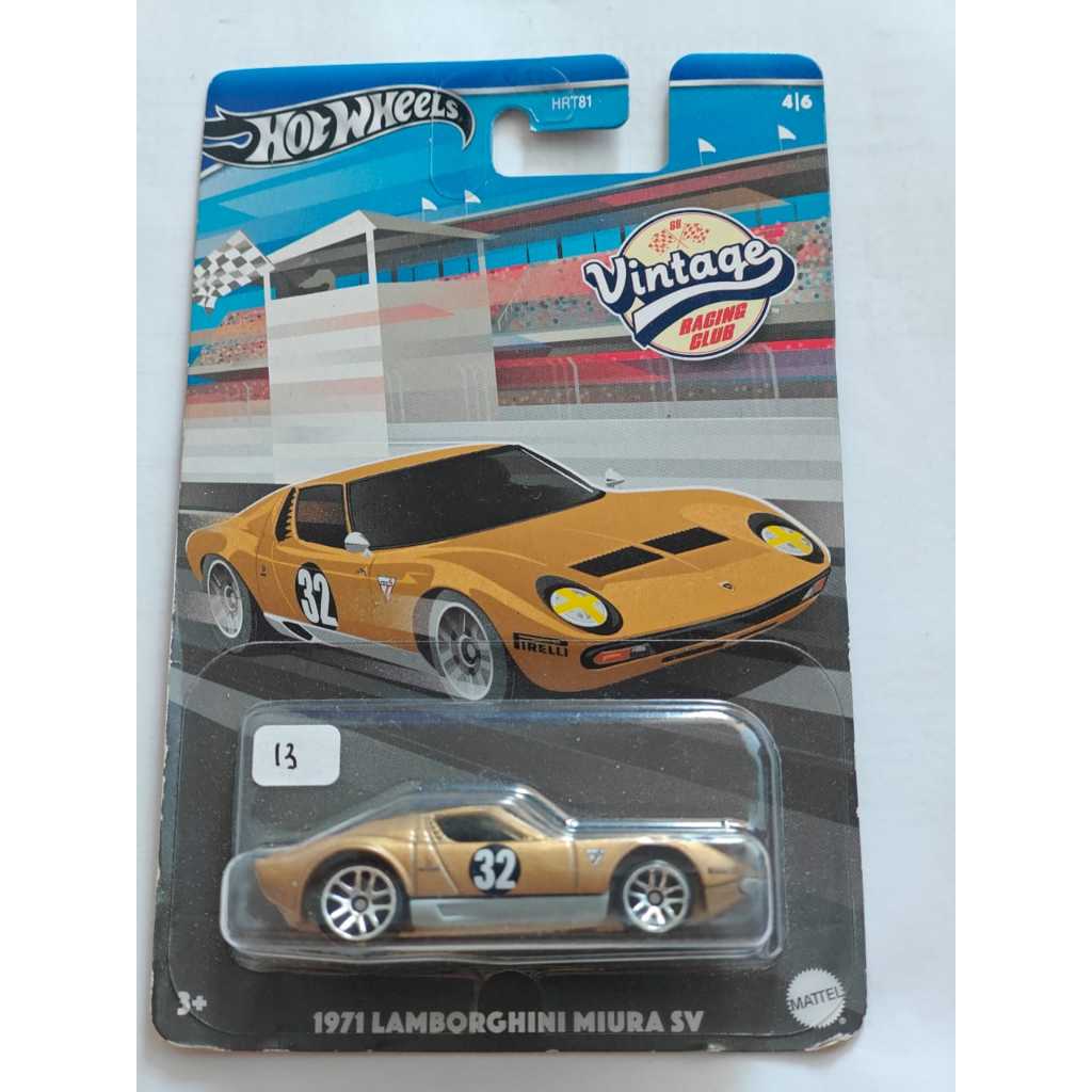 Hot Wheels - 1971 Lamborghini Miura SV Gold Hot Wheels Vintage Racing Club