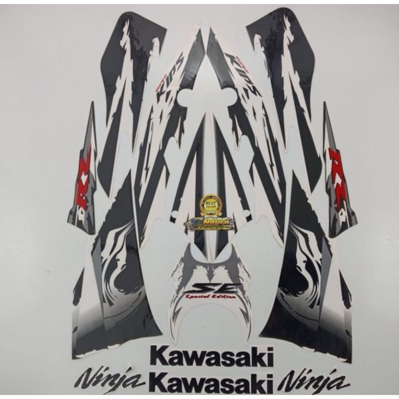 Stiker striping kawasaki Ninja RR new SE 2012 2013 putih hitam
