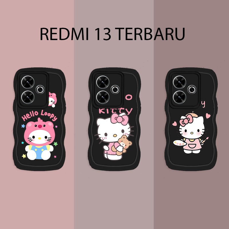 [BG11] Softcase Gelombang Motif Type Terbaru REDMI 13 - Case Gelombang - Gelombang Hitam - Case Gelo