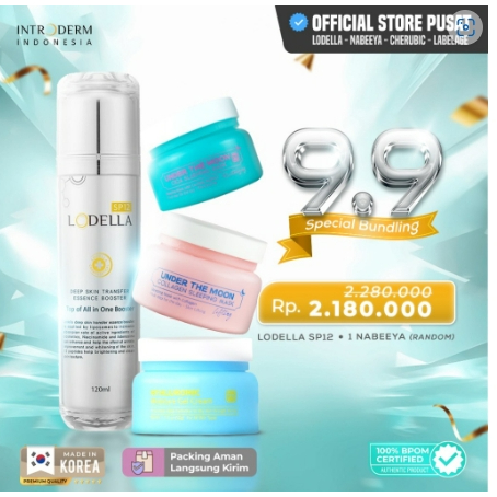 BUNDLING 9.9 Lodella SP12, Nabeeya Series / Paket GLASS SKIN ( Lodella + Tone Up + Sun Serum )