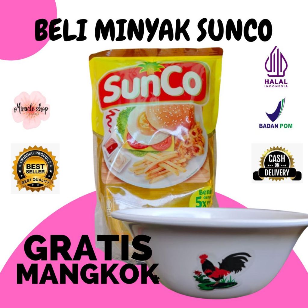 

[BISA COD +GARANSI] [MINYAK SUNCO GRATIS MANGKOK] MINYAK GORENG SUNCO 2 LITER